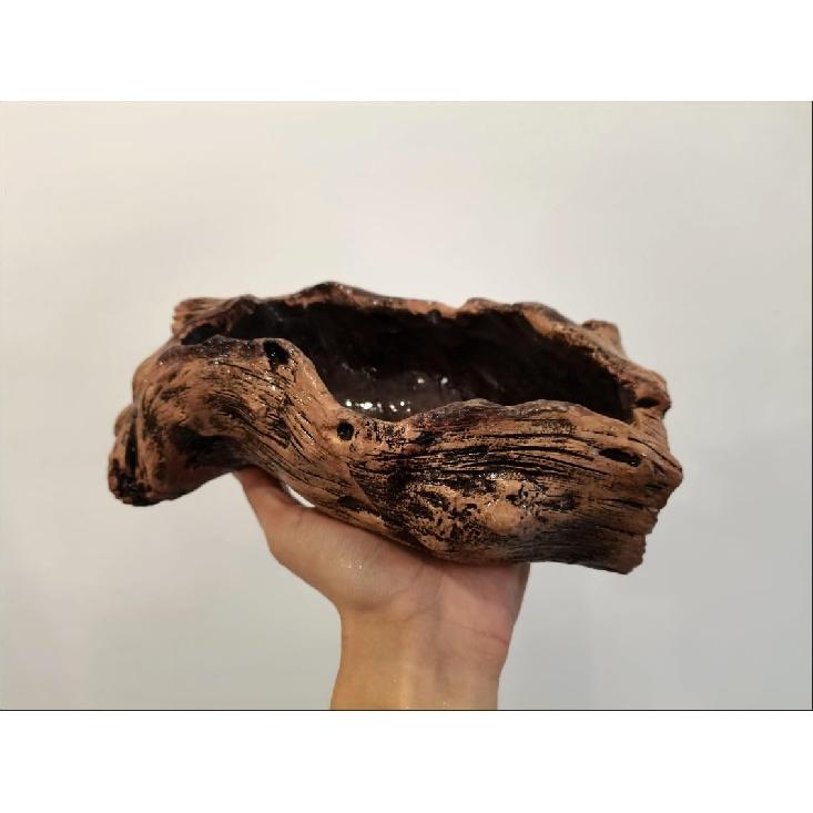 NWFashion Resin Brown Tump Flower Succulent Pot/Planter/Container for Indoor Outdoor