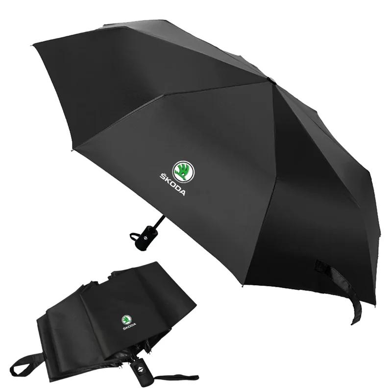 Qjpmd2 Car Portable Sunshade Automatic Folding Umbrella for Skoda Rapid Kamiq Superb Octavia Kodiaq Yeti Karoq Fabia Enyaq Vision Scala