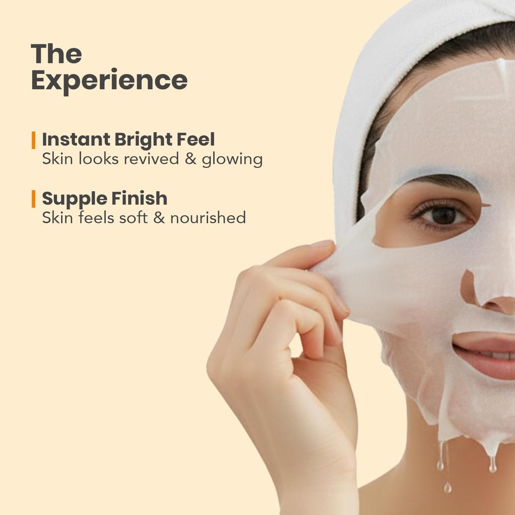 O3+ Facialist Vitamin C Cellulose Sheet Mask 30g Pack of 1 for Pigmentation & Even Skin Tone