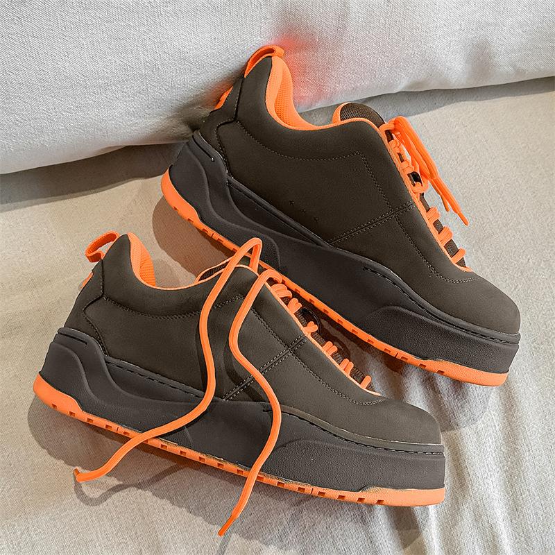 

Bread orange C American niche original design trendy men s shoes personalized fat casual couple thick-soled heightening board shoes 44