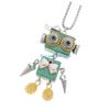 HX6F Wooden Robot Pendant Necklace Stylish Collarbone Chain DIY Block Neckchain Jewelry Eye Catching Accessories