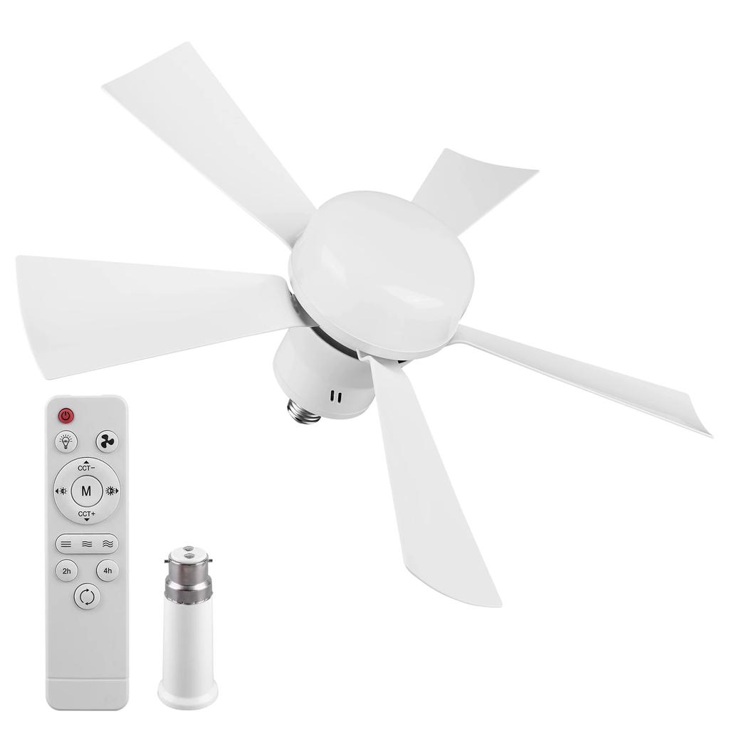 Socket Fan Light with Remote Ceiling Fan with Light Adjustable Wind Speed Socket Ceiling Fan Timing Wireless Fan for Dining Room