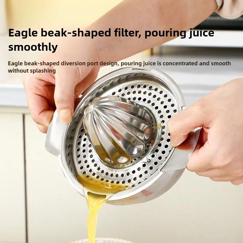 Manual Squeezer Citrus Lemon Orange Grapefruit Juicer 304 Stainless Steel Robust Hand Juicer Reamer Rotation Press with Strainer