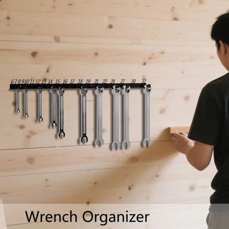 Workshop Wrench Storage Rack 6-18,19-32,6-32 Labeled Slots Option Heavy Duty Metal Wall Mount Organizers For Tools