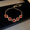 Zircon Round Geometric Flower Bracelet Vintage Style Bracelet Light Luxury High-End Hand Jewelry For Women