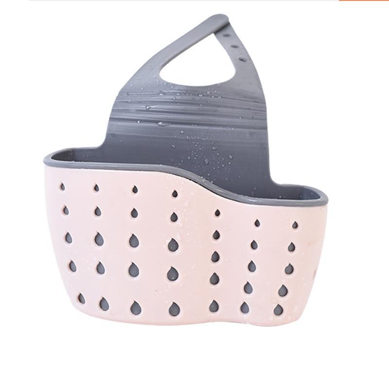 Adjustable Button-type Sink Draining Hanging Bag Kitchen Faucet Sponge Double-layer Draining Hanging Basket