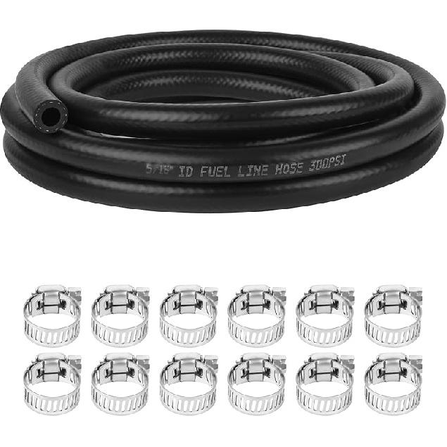 1/2 Inch (12Mm) ID Fuel Line Hose 10FT NBR Rubber Push Lock Hose High Pressure 300PSI For Automotive Fuel Systems Engines