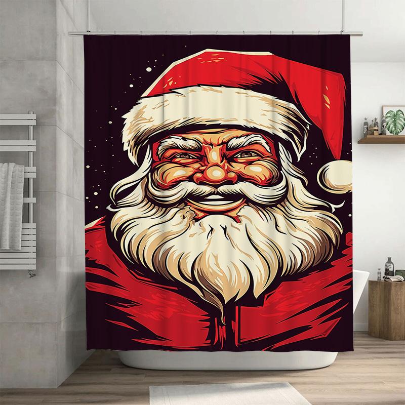 

Tuniu Whimsical Santa Claus Shower Curtain Funny Christmas Bathroom Decor Holiday Festive Design Cute Holiday Spirit Vibrant San W60H190(CM)-1 Pcs