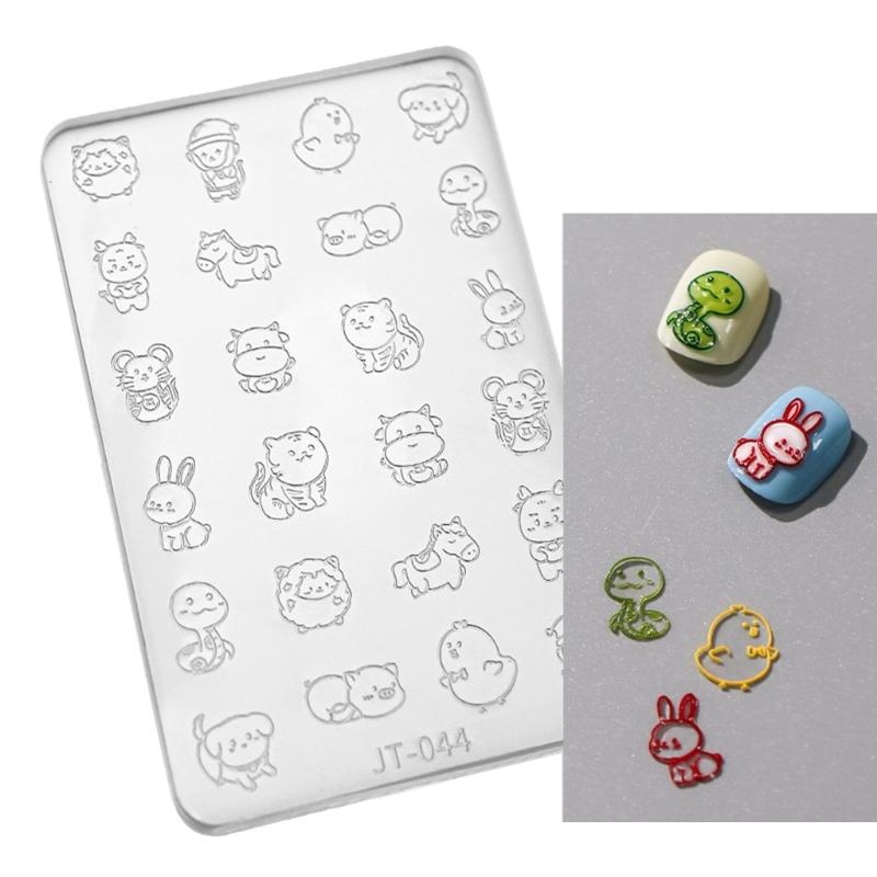 Flower Nail Art Silicone Mold 3D Butterfly Embossing Gel Print Stencil Nail Carving Template Tool for DIY Nail Art Decors