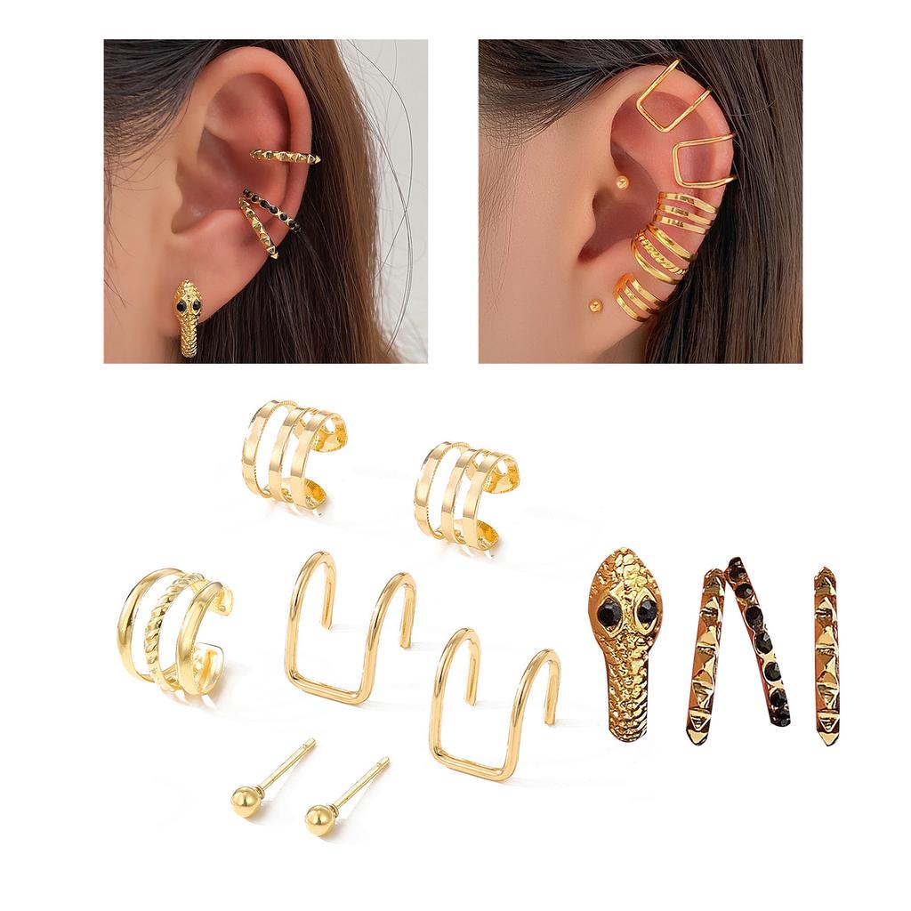 Elegant Multi Layered C Shape Ear Clip Handmade No Piercing Earrings Accessory Fashionable Geometric Layered Ear Cuff