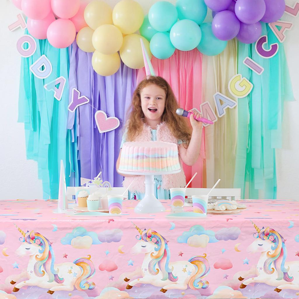 Unicorn Tablecloth Birthday Party Decor Rainbow Unicorn Table Cover Kids Favors Table Cover Girls Baby Shower Party Supplies