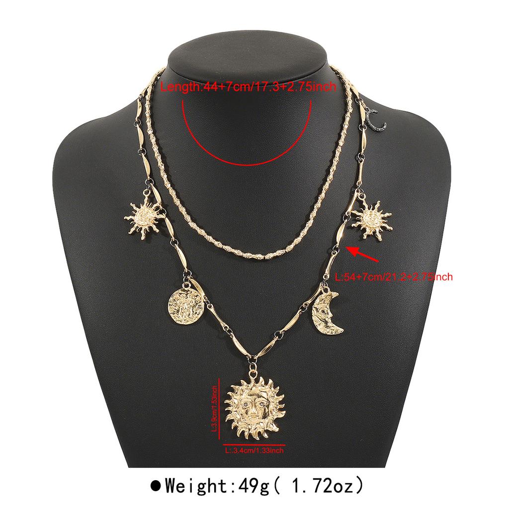 Women New Moon Star Universe Pendant Fashion Vintage Personality Multi Layer Necklace For Women