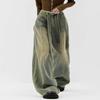 Calças de brim femininas coreia solta carga jeans retro calças de perna reta calças de perna larga calças jeans calças soltas