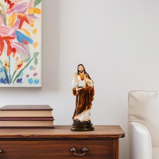 St Joseph Figurine Resin Catholic Religious Figure Sculpture Collectible Saint Joseph Statue for Christmas Festival Decor Desk Mantel Display
