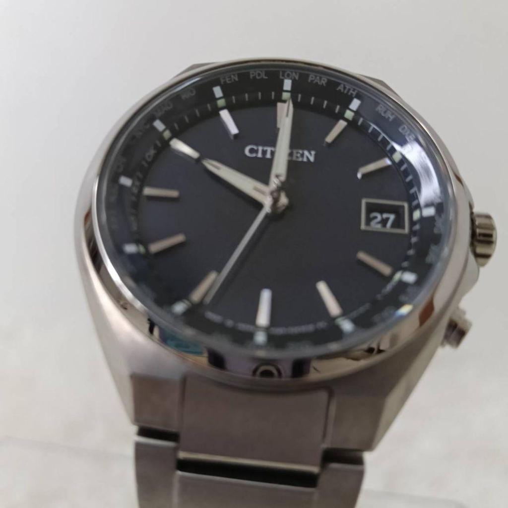 Used [Good Condition] Working CITIZEN Atessa Radio Solar Titanium Blue Men's