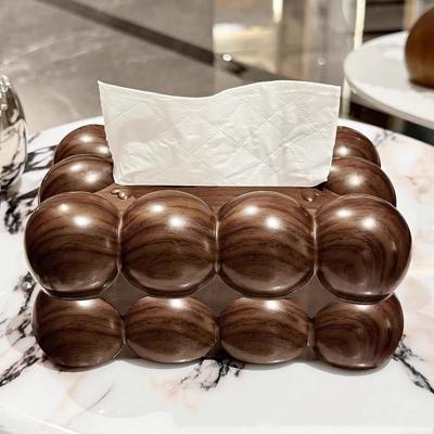 Non Slip Facial Tissue Holder Wide Opening Wood-grain Cloud Design Napkin Container Decorative Space-saving Desktop Tissue Box