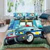 Policeman Car Duvet Cover King Queen Size Cartoon Black Police Car Bedding Set Boys Red Blue Cop Lights 2 3pcs Polyester
