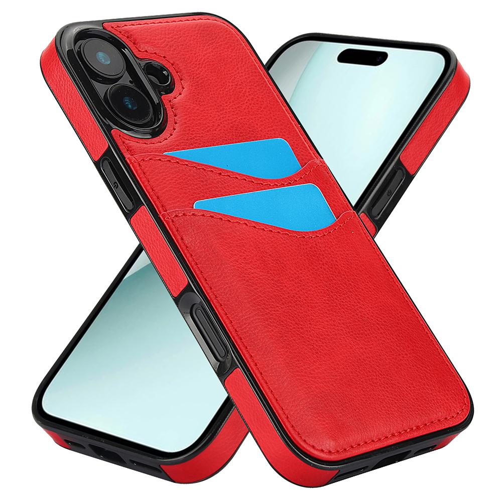 For iPhone 16 Case Card Slot Slim-Fit PU+TPU Mobile Cover