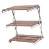 3 Tier Wood Shelving Strong Load Bearing Fine Polishing Metal Beech Wood Folding 3 Tier Shelves for Camping Chrome