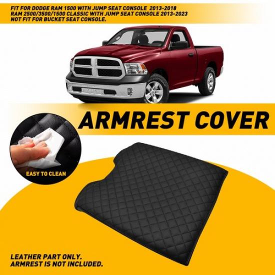 Fits Dodge Ram 1500 2013-2018 Jump Seat Console Armrest PU Leather Cover Black V