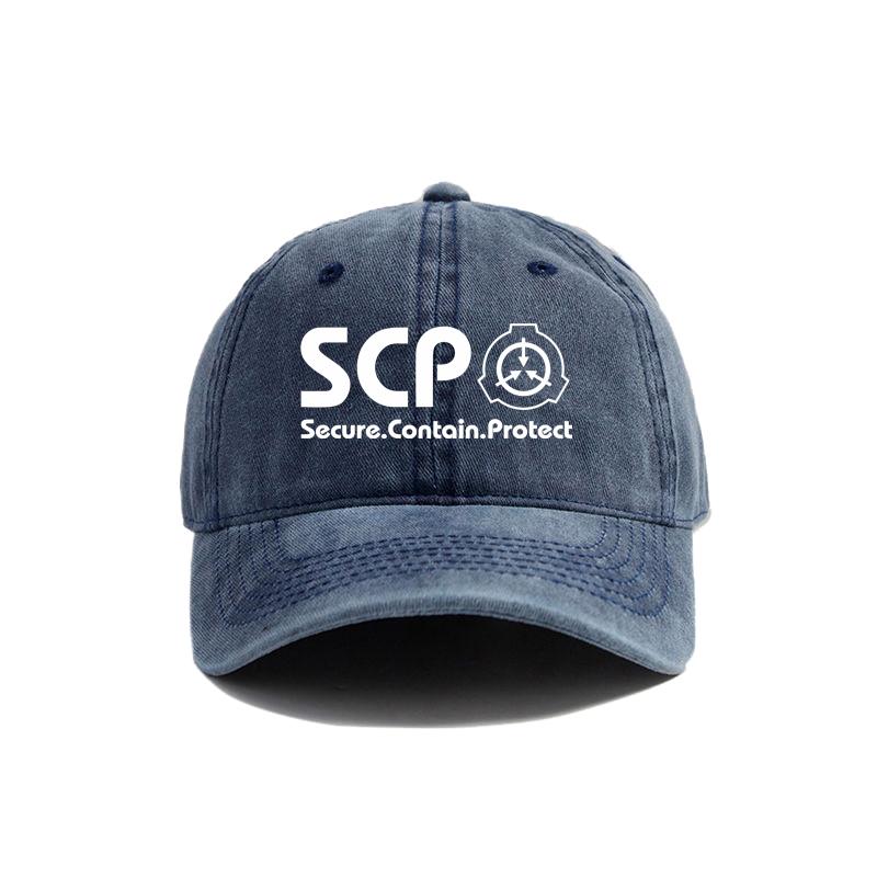 SCP Foundation Secure Contain Protect Baseball Cap Distressed Hats Cap Unisex Retro Outdoor Summer Adjustable SCP Hat MZ-153