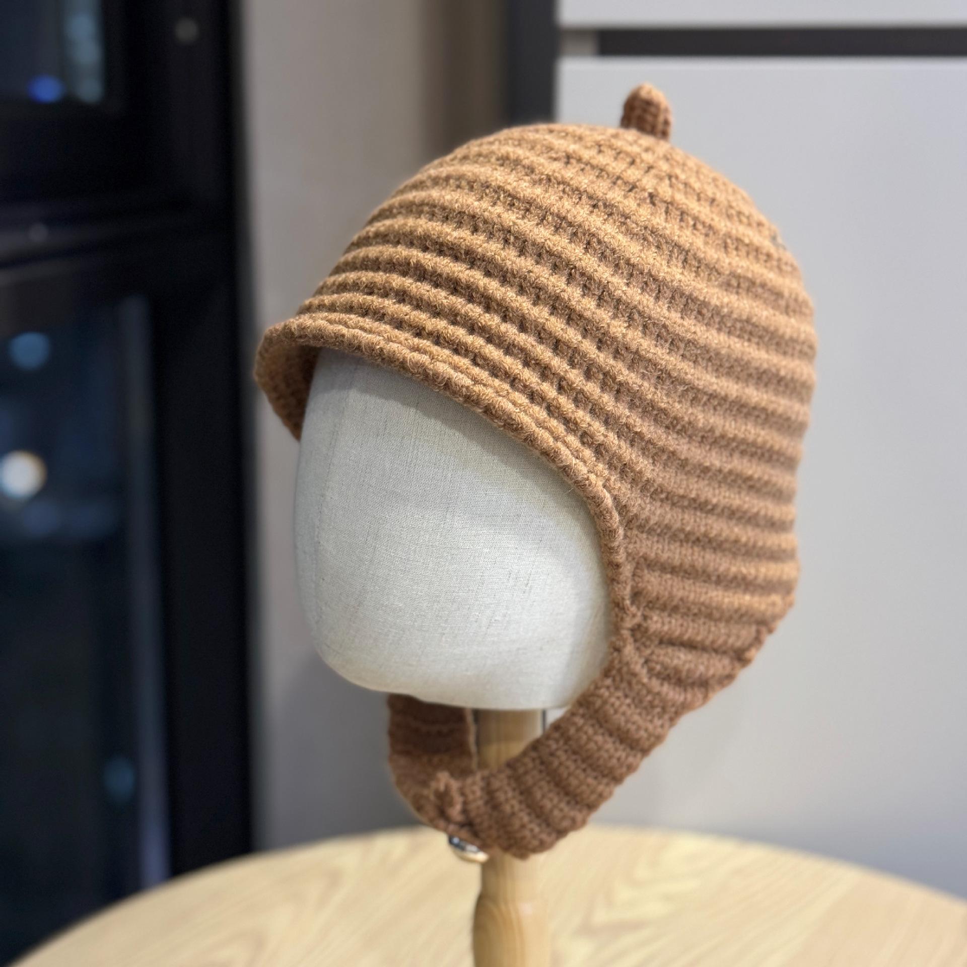 

Korean Style Knitted Pullover Hat for Women Autumn and Winter Student Cute Velvet Neck Scarf Ear Protection Warm Toe Cap Woolen Hat one size