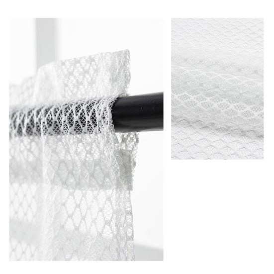 Yousheng Short Curtain Wear Rod Style Scratch-Proof Wrinkle-resistant Non-fading Tear-Resistant Rhombus Lace Mesh Short Curtain for Cafe