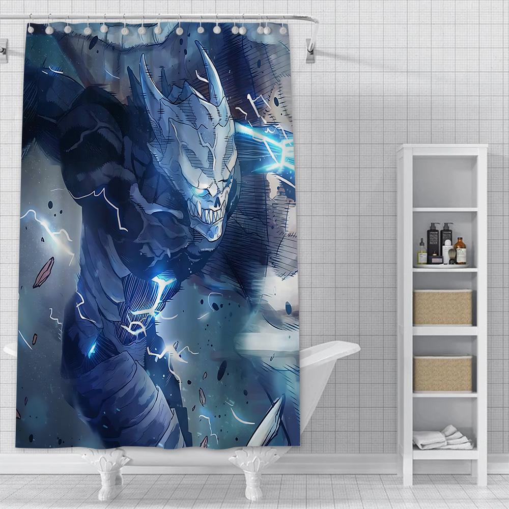Japan Comics Kaiju No.8 Shower Curtain Waterproof Polyester Fabric Paint Bath Curtains Home Bathroom Decor Curtain Hook