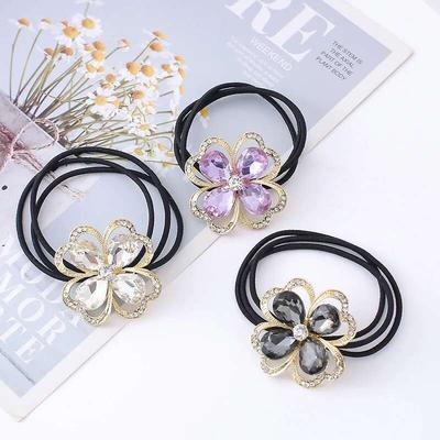 1 Piece Cute Girls Elastic Hair Bands Women's Hair Accessories Clover Design Hair Ties for Kids And Adults