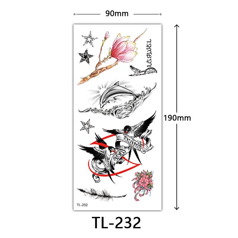 Flower Tattoo Stickers, Color Sketch Tattoo Stickers, English Letters, Wedding Photography Tattoo