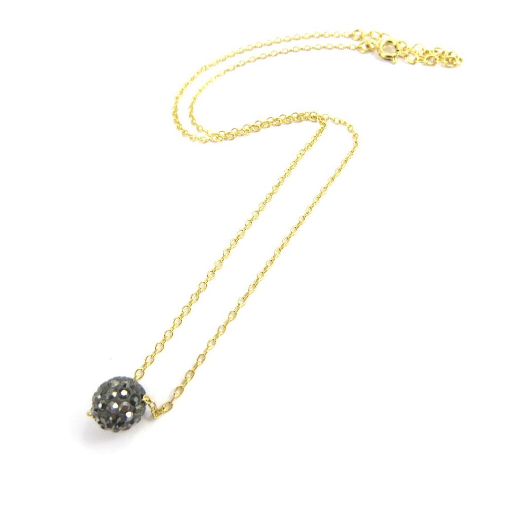 Les Trésors De Lily [L9761] - Gray 'Sissi' Gold-Plated Necklace - 8 Mm