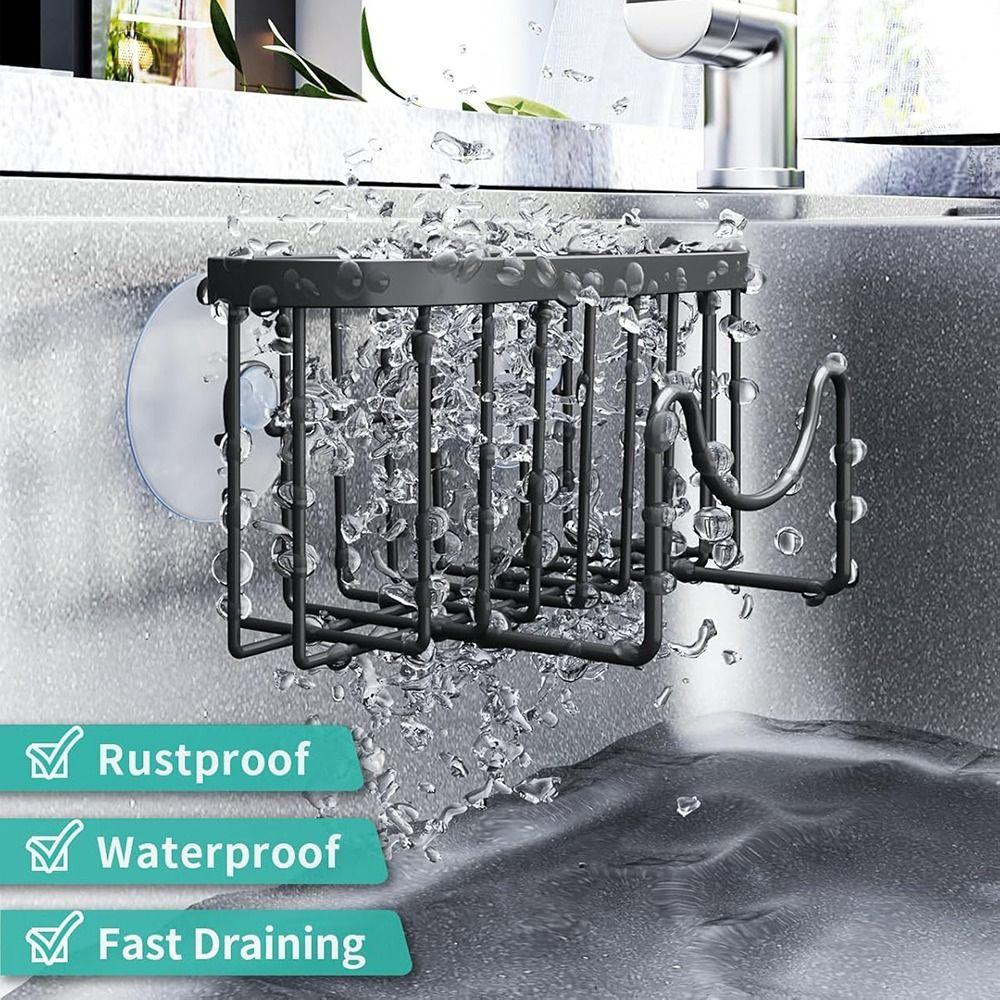 Rustproof Stainless Steel Sponge Holder Suction Cups Sink Sponge Stand  Countertop