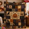Vintage Halloween Decke, Kürbis Geist Schwarze Katze Überwurf, Rabe Eule Fledermaus Patchwork Dekor, Gruselige Cottagecore Herbst Geschenk