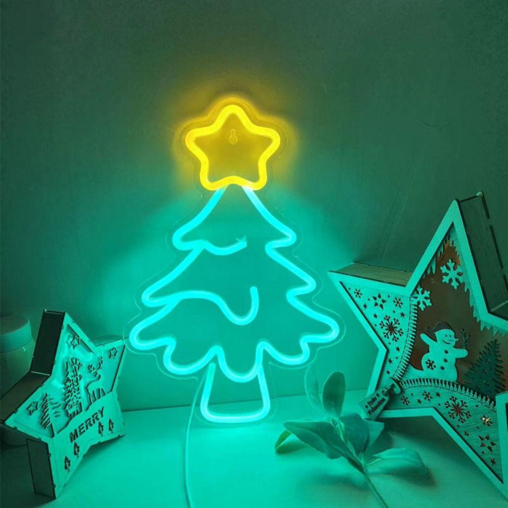 Multicolor Christmas Neon Sign USB Powered Vibrant LED Light Christmas LED Neon Light Light Up Design Plug-and-Play