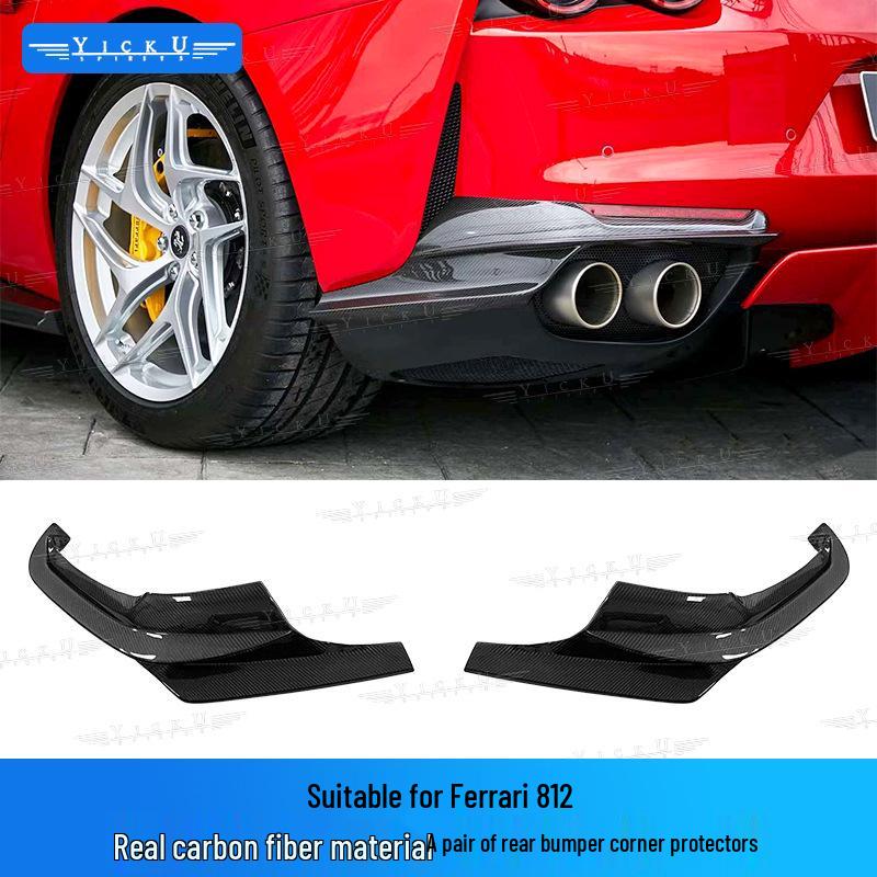 Fits Ferrari 812 N Models: Real Carbon Fiber Front Lip, Side Skirts, Center Lip, Rear Bumper Corners, Tail Wing Trim, Mirror Housings.
