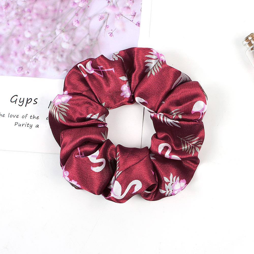 New Satin Printed Flower Floral Scrunchie Women Girls Elastic Hair Rubber Bands Accessories Tie Hair Ring Rope Holder Headdress