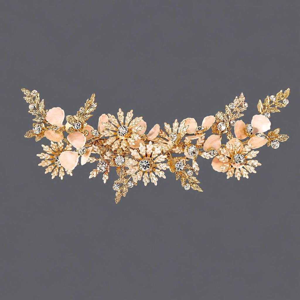 Handmade Flower Hair Clip with Alloy, Pearl and Drip Oil - Bridal Wedding Headwear Accessory