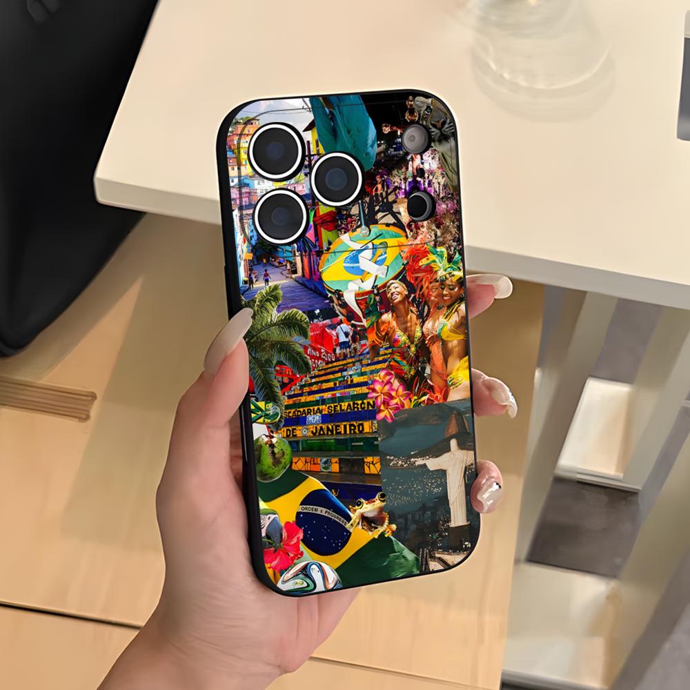 

Brazil Brasil Summer Phone Case For IPhone 17 Air 16 E Pro Max 15 14 13 Mini 12 Pro 11 Max Plus Black Soft Shell iPhone 16 Plus
