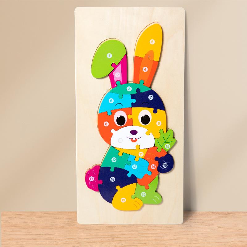 Children'S Early Education Puzzle Large Buckle Three-Dimensional Dinosaur Animal Digital Cognition Puzzle Puzzle Toy