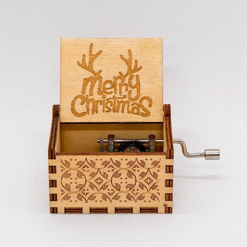 Hölzerne handgekurbelte Spieluhr Merry Christmas Musik bemalte Spieluhr Geschenk