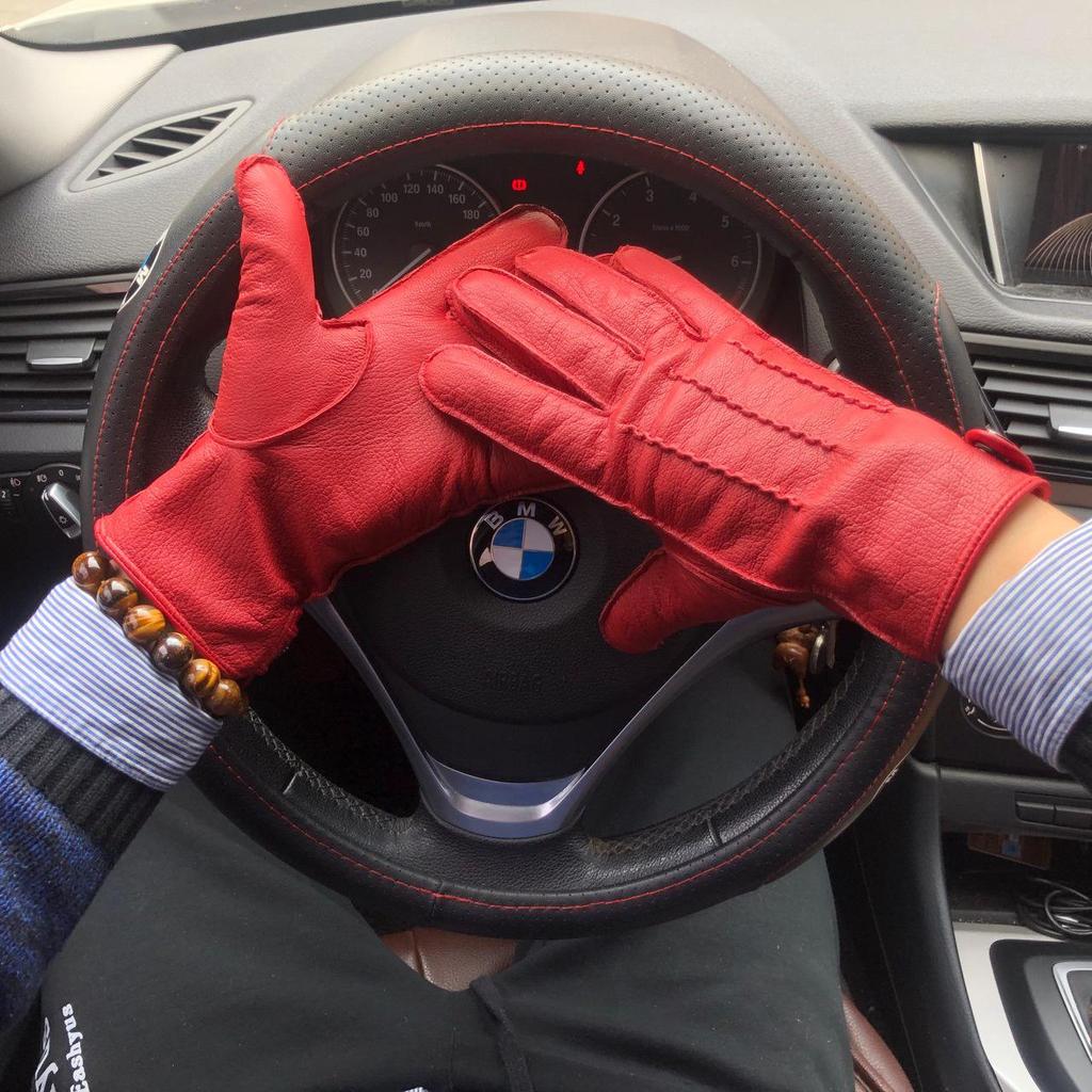 Men's Winter Warm Leather Driving Gloves
