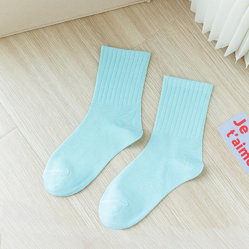 5 Pairs of Women's Summer Pure Color Cotton Thin Sports Tube Socks