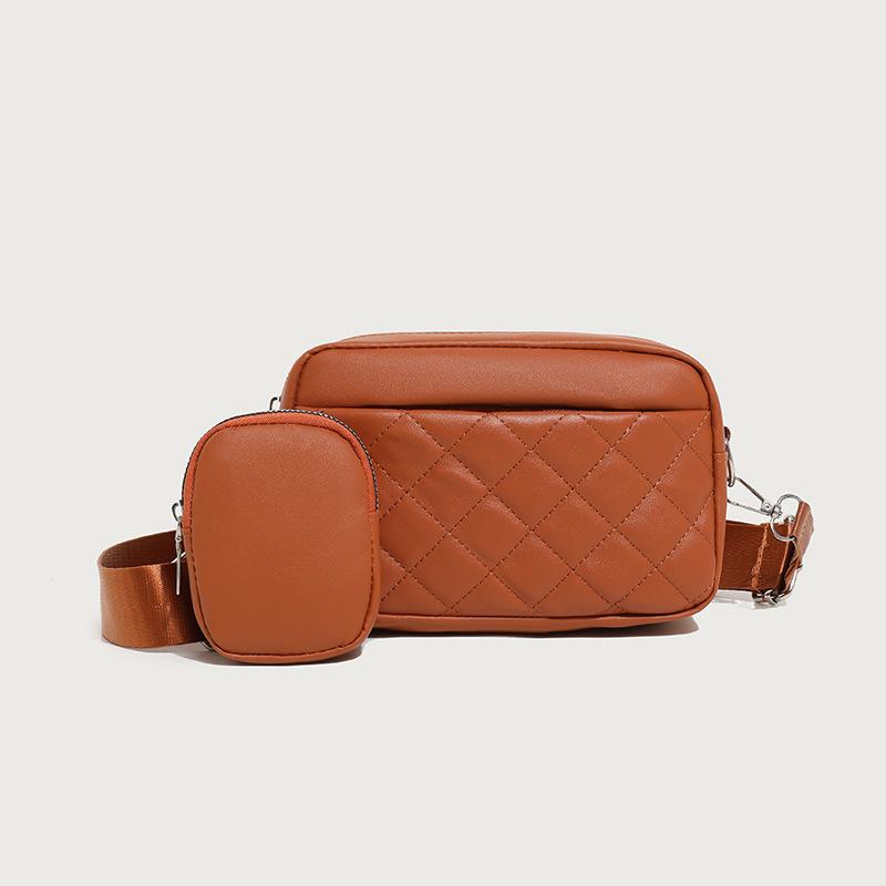 Thirteen Lines Bag Women's New Temperament Niche Soft Leather Rhombus Small Shoulder Crossbody Camera Bag