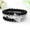 1Pc/2Pcs Trendy Tai Chi Yin Yang Hand String Black White Matte Onyx Howlite Man Bracelet Contrast Handmade Beaded Women Bracelet