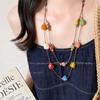 Women Multicolor Dopamine Ceramic Heart Beaded Double Layer Long Sweater Chain Necklace