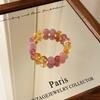 Womens Strawberry Citrine Rose Quartz Beaded Bracelet Dainty Crystal Jewelry Everyday Wear