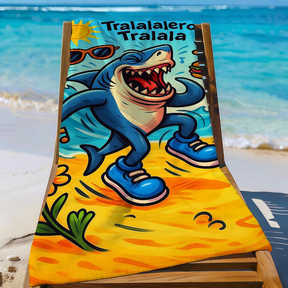 Interesting Cartoon Shark Tralalero Tralala Quick Drying Beach Towels Are Suitable For Swimming Pools Camping Yoga And The Gym