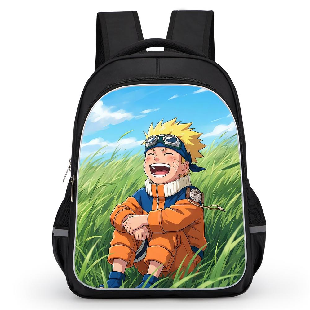 Dual Zipper Pockets, NARUTO Design Suitable For Boys&Girls, Durable 16-inch Lightweight Kids Cartoon Student Backpack Age 5-11.