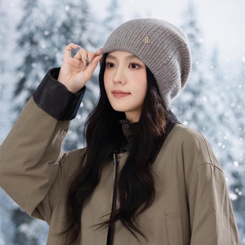 Knitted Thermal Hat Autumn and Winter Rabbit Fur Blended Women's Pullover Stacking Hat