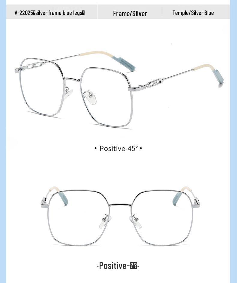 Metal Matte Glasses for Women - Built-in Blush, Prescription Compatible, Large Frames, Face Slimming Effect